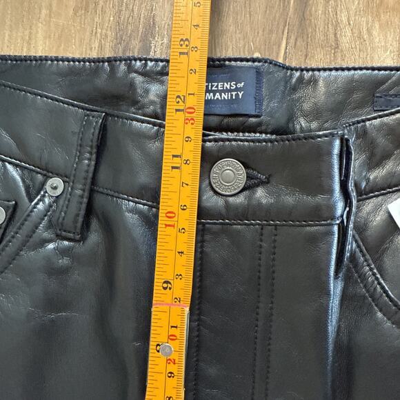 NWT Citizens of Humanity Jolene High-Rise Straight Genuine Leather Jeans 27 R448 - Picture 7 of 12